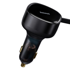 Baseus Car Charger Enjoyment Retractable dual Output Type-c & Lightning 30W Black CGTX000001