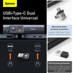 Baseus Orange Dot laser pointer remote control for PC presentation with built-in battery gray (WKCD000013)