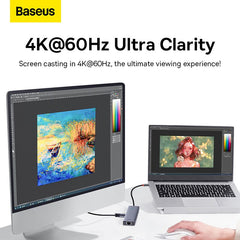 Baseus UltraJoy Series 7-Port HUB Docking Station Space Grey（Type-C to HDMI4K@60Hz*1+USB3.0*2+PD*1+RJ45*1+SD/TF3.0*1）