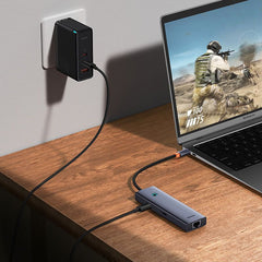 Baseus UltraJoy Series 7-Port HUB Docking Station Space Grey（Type-C to HDMI4K@60Hz*1+USB3.0*2+PD*1+RJ45*1+SD/TF3.0*1）
