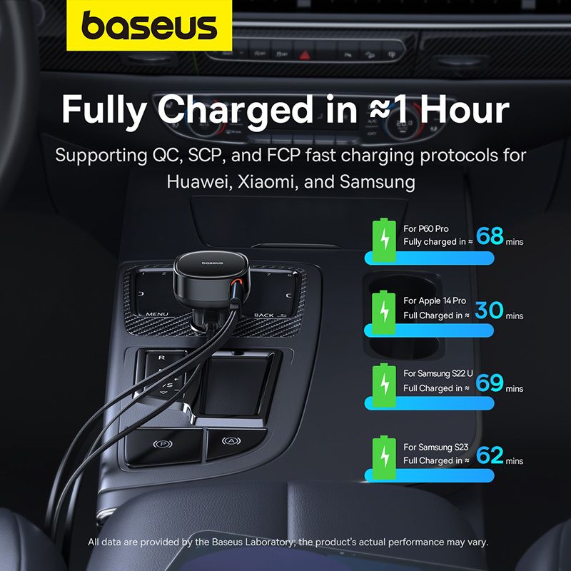 Baseus Car Charger Enjoyment USB-C with USB-C cable and Lightning 60W (black) C00057802111-00
