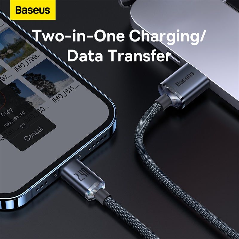 Baseus Crystal Shine Series 2.4A Fast Charging USB to Lightning For Iphone Data Cable-